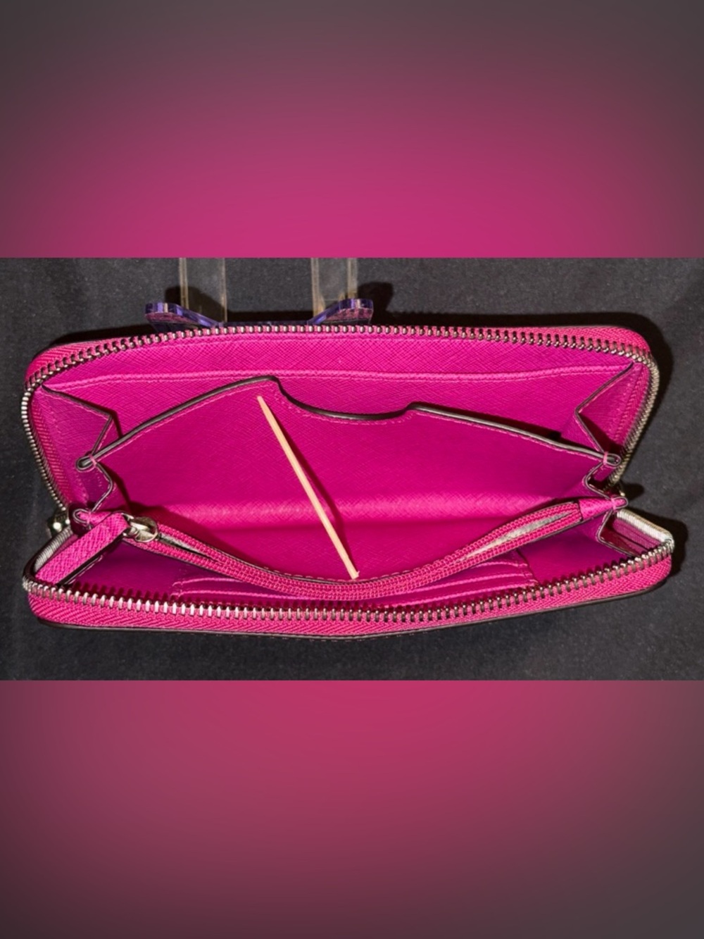 Michael Kors Jet Set Travel Continental Wristlet Wallet Pink Saffiano Leather - Picture 9 of 12